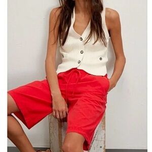 Free People Saylor Poplin Pull-on Shorts Vibrant Red Women's Bermudas